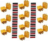 Finware 10 Pair XT60 XT-60 Male Female Bullet Connectors Power Plugs with Heat Shrink for RC Lipo Battery