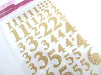Small Sparkly Glitter Gold Sticky Adhesive Numbers 0-9, Labels Stickers for Craft