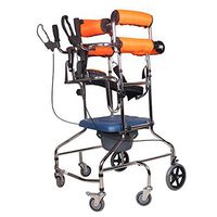 Walkers Lxn Standing Walk Stand Walk Aid/Stand Frame with Seat Wheel Rehabilitation Device Folding Height Adjustable Old Man Lower Limb Orange Six Wheel with Bedside Toilet