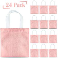 Whaline 24 Pieces 8''x8'' Non-Woven Small Party Bags, Gift Bags, Reusable Candy Goodie Bags, Glossy Tote Bags, DIY Craft Bags for Hoilday, Event, Birthday (Rose Gold)