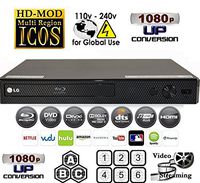 Re-furbished LG BPM25 multi system all zone regionfree blu ray DVD player, 6 foot hdmi cable and eu plug adapter bundle