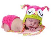 Pinbo Newborn Baby Photography Prop Crochet Knitted Owl Hat Diaper