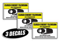3 Pack - Video Surveillance CCTV Decals Sticker Decal Label Video Closed Circuit Camera