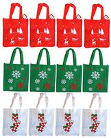 Non-Woven Reusable Fabric Bags (12 Pack) 12"x13"x8.25", 3 Designs