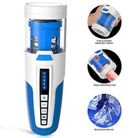 Fully Automatic Powerful Thrusting 20 Modes USB Rechargeable Mástùrbàtion Cup Heating 3D Lifelike Vágínà Pocket Toys Deluxe Aírcráft Cup for Men Tshirt Electric Sexy Underwear Toy for Male
