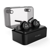Syllable Wireless Earbuds with Mic, Sports Headphones Earphones with Charging Box for Running- Black