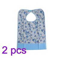 HEALLILY Adult Bib Clothing Protector Waterproof Napkin Apron Mealtime Protector Crumb Catcher for Old People Elderly Disabled Patients 2pcs