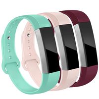 OenFoto Bands Compatible Fitbit Alta/Alta HR/Ace, Adjustable Soft Silicone Bracelet Replacement Accessory Wristband for Fitbit Alta/Alta HR/Ace,Women Men, Large Sand Pink, Teal, Wine Red