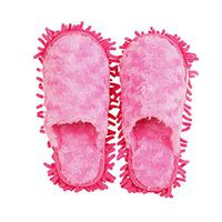 Super Chenille Microfiber Washable Mop Slippers Shoes For Women Floor Dust Dirt Hair Cleaner (Color : Rose Red, Size : 7 US)