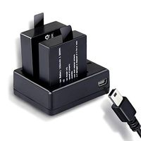 Action Camera Battery 2 x 1050mAh Rechargeable,with USB Dual Battery Charger for AKASO, Crosstour, Campark, APEMAN, DBPOWER, Victure, FITFORT, EKEN, Yuntab, ODRVM, SOOCOO 4K Underwater Camera