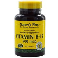NaturesPlus Vitamin B12 (Methylcobalamin) - 500 mcg, 90 Vegetarian Tablets -High Potency Red Blood Cell Support - Natural Energy Booster, Promotes Overall Health - Gluten-Free - 90 Servings