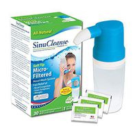 SinuCleanse Soft Tip Micro-Filtered Nasal Wash System - Includes 30 All-Natural, Pre-Mixed Buffered Saline Packets - Relieves Nasal Symptoms and Congestion due to Cold & Flu, Dry Air or Allergies