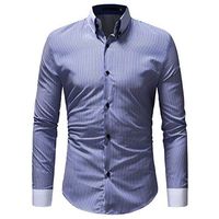 Fashionable Long Sleeve Slim Men Dress Shirt Stripe Pattern Turn-Down Collar Men Male Clothing Fit Business Shirts