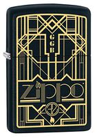 Zippo Lighter: Zippo Art Deco Design - Black Matte 79962