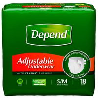 Depend Adjustable Underwear, Small/Medium, 18-Count Packages (Pack of 4)