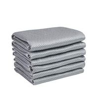 Microfiber Cleaning Cloth for Wine Glass, Dishes, Mirrors，Windows，Car Surface, Stainless Steel Appliances. High Efficiency Polishing Towels,16Inch X 16Inch, Pack of 6 (Gray)