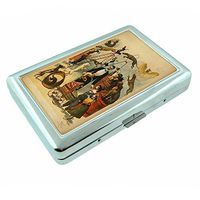 Perfection In Style Metal Silver Cigarette Case Vintage Circus Design 008