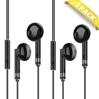 Wired Earbuds with Microphone and Volume Control - in Ear Headphones Wired Earbuds - Earphones with Microphone Mic Extra Bass - Compatible with Apple iPhone Ipad Samsung Galaxy Sony 3.5mm,(2 Pack)