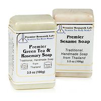 Premier Green Tea/Rosemary Soap, 3.5 oz Bar, Vegan Product - Traditional Handmade Soap from Thailand