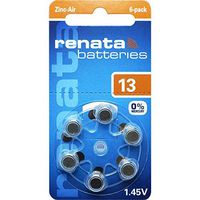 Renata 13 Zinc Air-Activated Hearing Aid Battery - 6 Pack