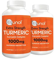 Turmeric Curcumin Softgels, Qunol with Ultra High Absorption 1000mg, Anti-Inflammatory, Dietary Supplement, Extra Strength, 60 Count Twin Pack