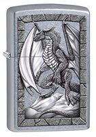 Zippo Lighter: Dragon on Rock - Street Chrome 80433