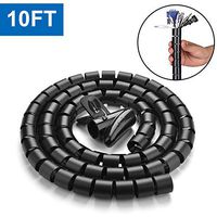 10FT Cable Management Sleeve Cord Bundler 0.8" Diameter w/Zip Clip Cable Zipper Wire Wrap Cord Organizer Cable Tube Hider Flexible & Expandable Home & Office Wire Concealer for PC TV Computer Cinema