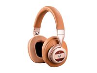 Monoprice SonicSolace Active Noise Cancelling Bluetooth Wireless Headphones - Champagne with Tan Over Ear Headphones
