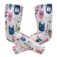 LEVEIS Kitty Cat Arm Sleeves UV Protection for Men Women Sunblock Protective Gloves Running Golf Cycling Driving Long Arm Cover 1 Pair