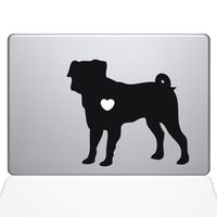 The Decal Guru I Love My Pug Decal Vinyl Sticker, 13" MacBook Air, Black (1487-MAC-13A-BLA)