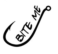 CCI Bite me Funny Fishing Decal Vinyl Sticker|Cars Trucks Vans Walls Laptop| Black |5.5 x 4.75 in|CCI1381