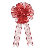 AGUIguo Christmas Bows 10 ×18 inch Organza Pull Bows Basket Knot for Gift Wrapping, Christmas Tree, Presents, Gift Basket Bag, Bottles, Holiday Decoration (1 PCs)