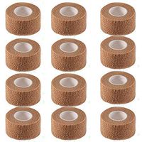 Self Adhesive Bandage Cohesive Warp Bandages Sport Medical Tape Tattoo Grip Cover Nonwovens 1"x5y 12Roll for Stretch Athletic, Ankle Sprains & Swelling, Sports，House Peta & Horse FDA Approved