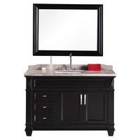 Design Element Hudson Single Under-Mount Sink Vanity Set with Badel Gray Marble Countertop, 48-Inch