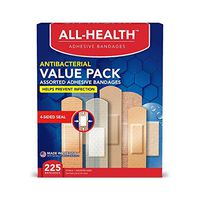All Health Antibacterial Bandage Family Value Pack, Variety 225 ct | Various Sizes for First Aid and Wound Care