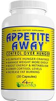 Appetite Away Hunger Suppressant Bottle (30 Capsules) by 4 Organics - All Natural Diet Pill for Weight Loss - No Jitters - Satisfaction Guarantee