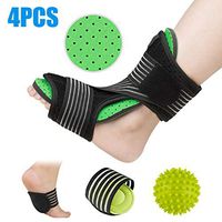Plantar Fasciitis Night Splint Foot Orthotic Supports Kits - Adjustable Elastic Strap Plantar Fasciitis Braces + Spiky Massage Ball + Arch Supports (2 PCS) for Relieve Planter Fascitis Pain (Green)