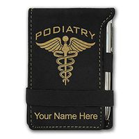 Mini Notepad, Podiatry, Personalized Engraving Included (Black with Gold)