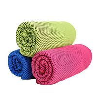 Healifty Sweat Towel 3PCS Instant Cool Ice Towel Microfibre Quick Dry Towel Cooling for Gym Sports Outdoor Activties (Fluorescent Green Dark Blue and Rosy Red)