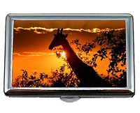 Cigarette Case,Wildlife Giraffe Stainless Steel Card Holder