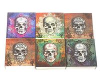 Decorative Skulls Set of 6 Square Box Candle and Fireplace Wood Matches 2.25x2.25x.75