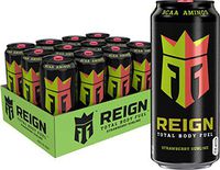Reign Total Body Fuel, Strawberry Sublime, Fitness & Performance Drink, 16 Ounce (Pack of 12), Black