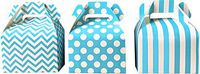 Outside the Box Papers Chevron, Stripe and Polka Dot Paper Gable Favor Boxes 36 Pack Blue, White