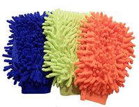 Lab88 Microfiber House Cleaning and Car Wash Mitts - Double Sided Chenille Microfiber Glove - FITS Adult Hand -Dynamic Microfiber Cleaning Cloth Mitten (Multi-Color, 3-Pack)