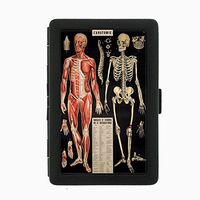 Perfection In Style Black Color Metal Cigarette Case D-041 L'Anatomie Human Body Skeleton