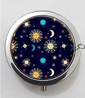 BlackKey Sun and Moon Space Nebula Pattern 3-Compartment Decorative Pocket Gift Box Case Organizer for Pill, Color 1 -974