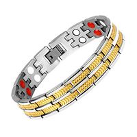 WANGLXTC Fine Titanium Steel Bracelet, Magnetic Bracelet for Men Titanium Magnetic Therapy Bracelet Double Row Element Pain Relief for Arthritis with Jewelry Box Unisex, Silvery