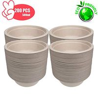 Compostable Biodegradable 17 Oz Bowl - 200 Pack- 100% Eco Fraindly Disposable Bowls, Sugarcane/Bagasse Bowls for Picnics, BBQs and Parties