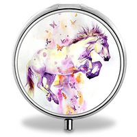 Horse Pill Case, Round Stainless Drug Organizer Container Medicine Cover for Pocket Daily&Weekly