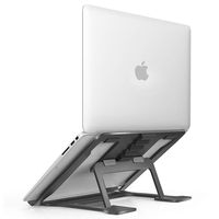 SOUNDANCE Aluminum Laptop Stand Adjustable, Compatible with Apple Mac MacBook 10 to 14 Inch Notebook, Ventilated Portable Ergonomic Desktop Holder Riser for Office Desk, Metal Black AS1